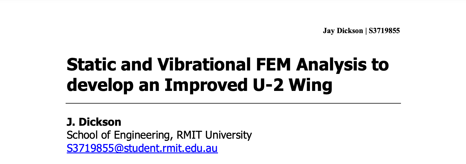 Static and Vibrational Analysis of a U-2 Wing